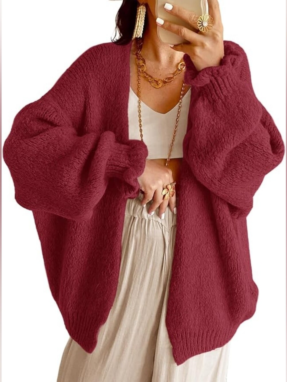 Soft Merlot Red Oversized Knit Sweater